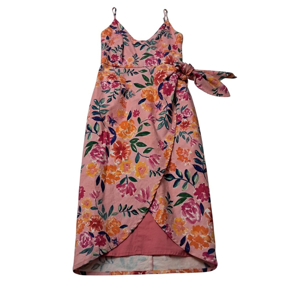 Lovers + Friends‎ Orchid Dress Womens XXS Pink Floral Faux Wrap Wedding Guest